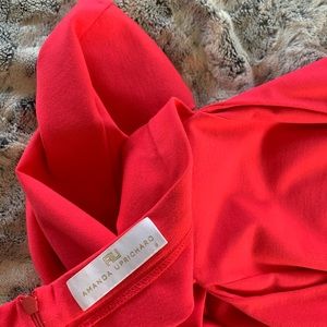 Amanda Uprichard coral dress with open back detail